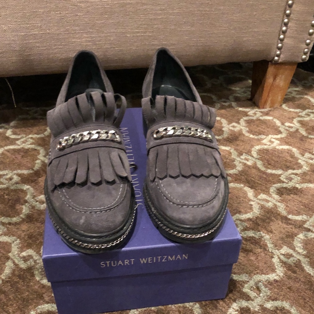 Stuart Weitzman slate suede loafers